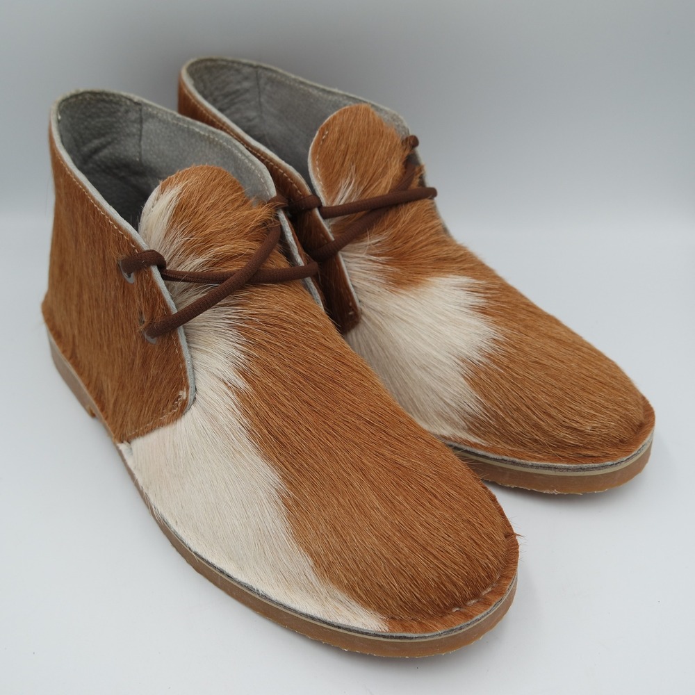 UWEZO Mens Ginger Hair-On Cowhide Veldskoene Chukka Boots South African 11.5